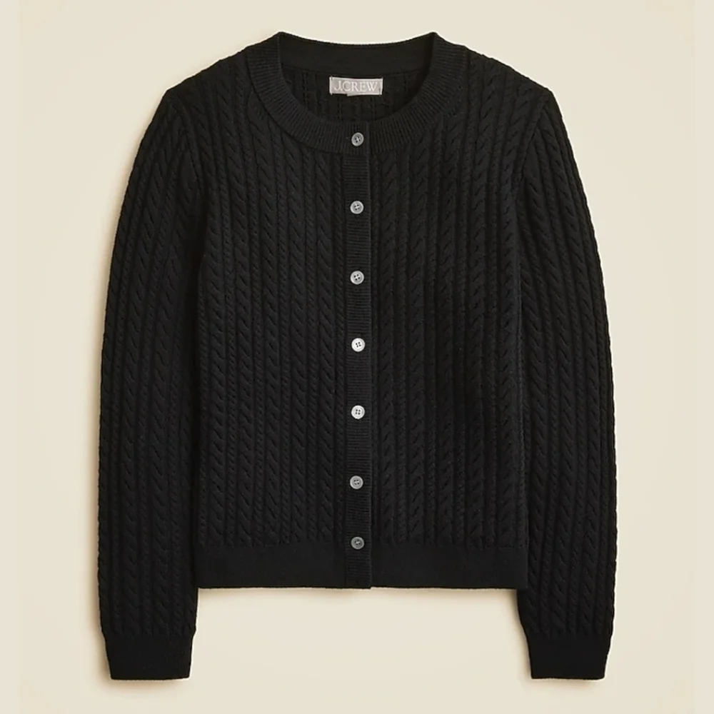 New! J. Crew Cable-knit Crewneck Cardigan in Merino Wool